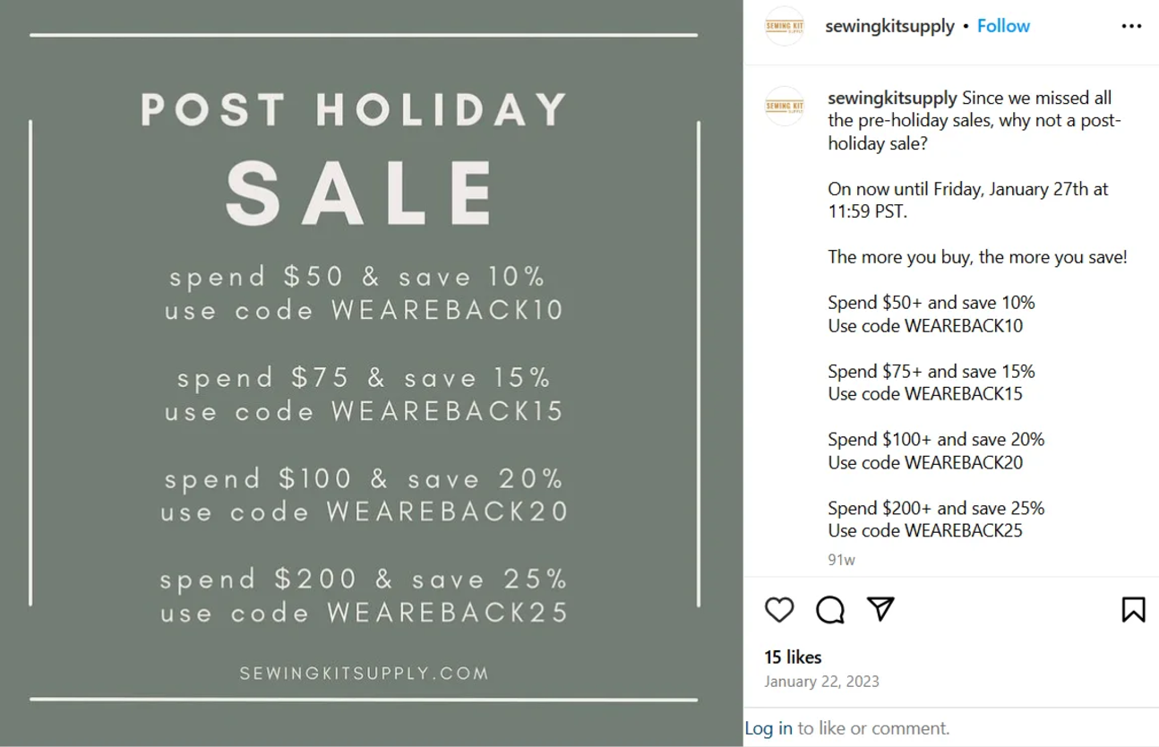 Post Holiday Clearance