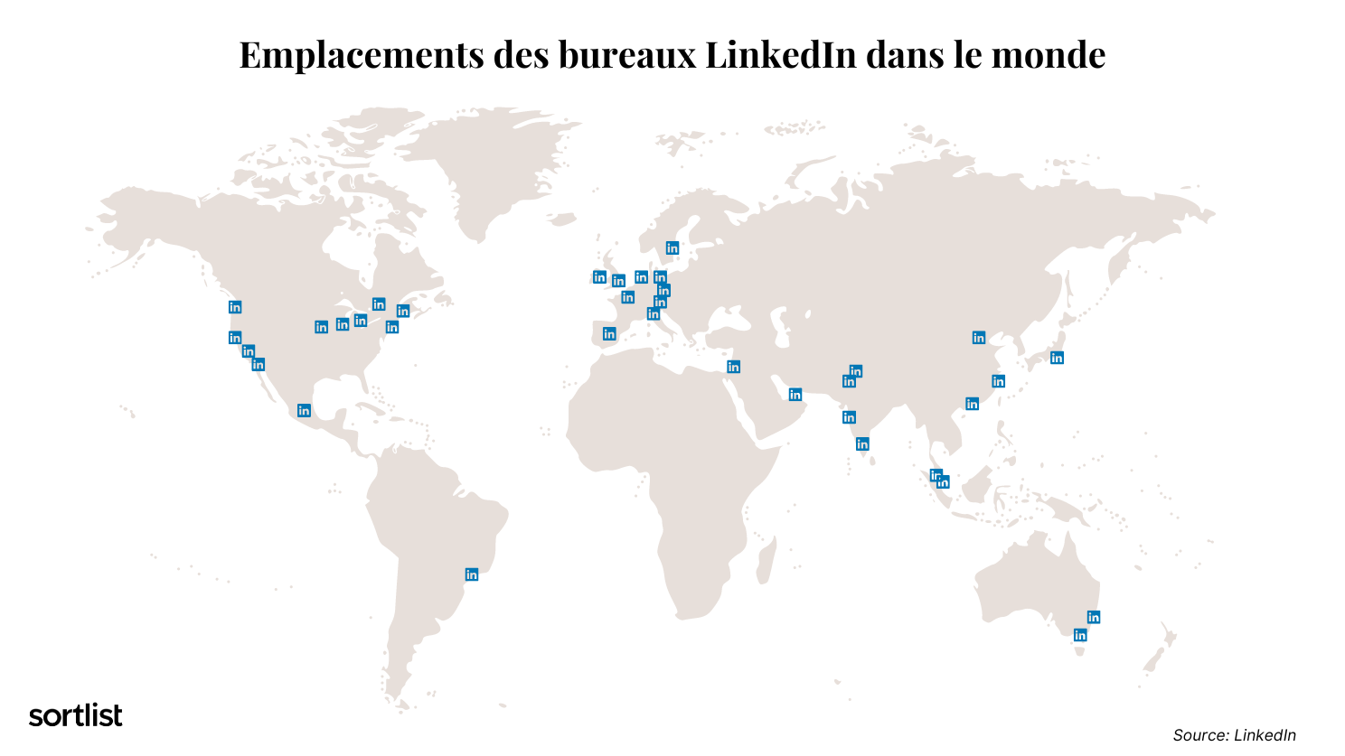 Localisation des bureaux LinkedIn