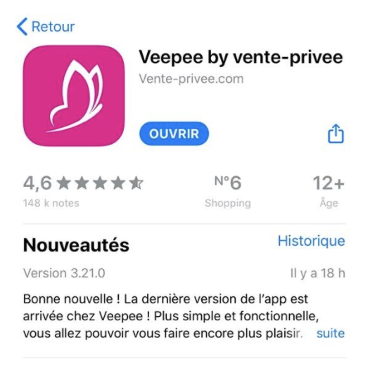 Note App Store Veepee
