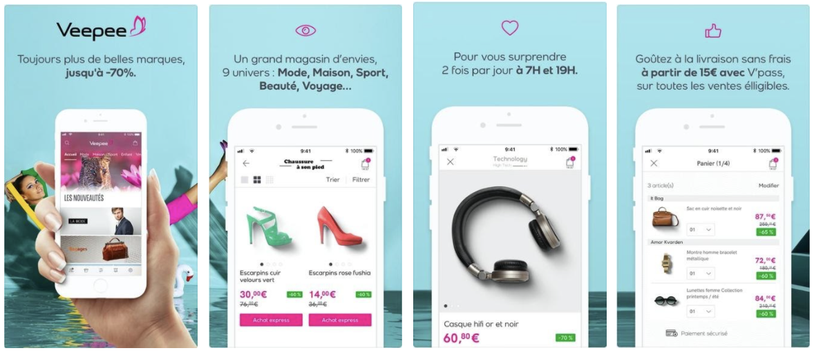 Fonctionnalités Mobile App Veepee