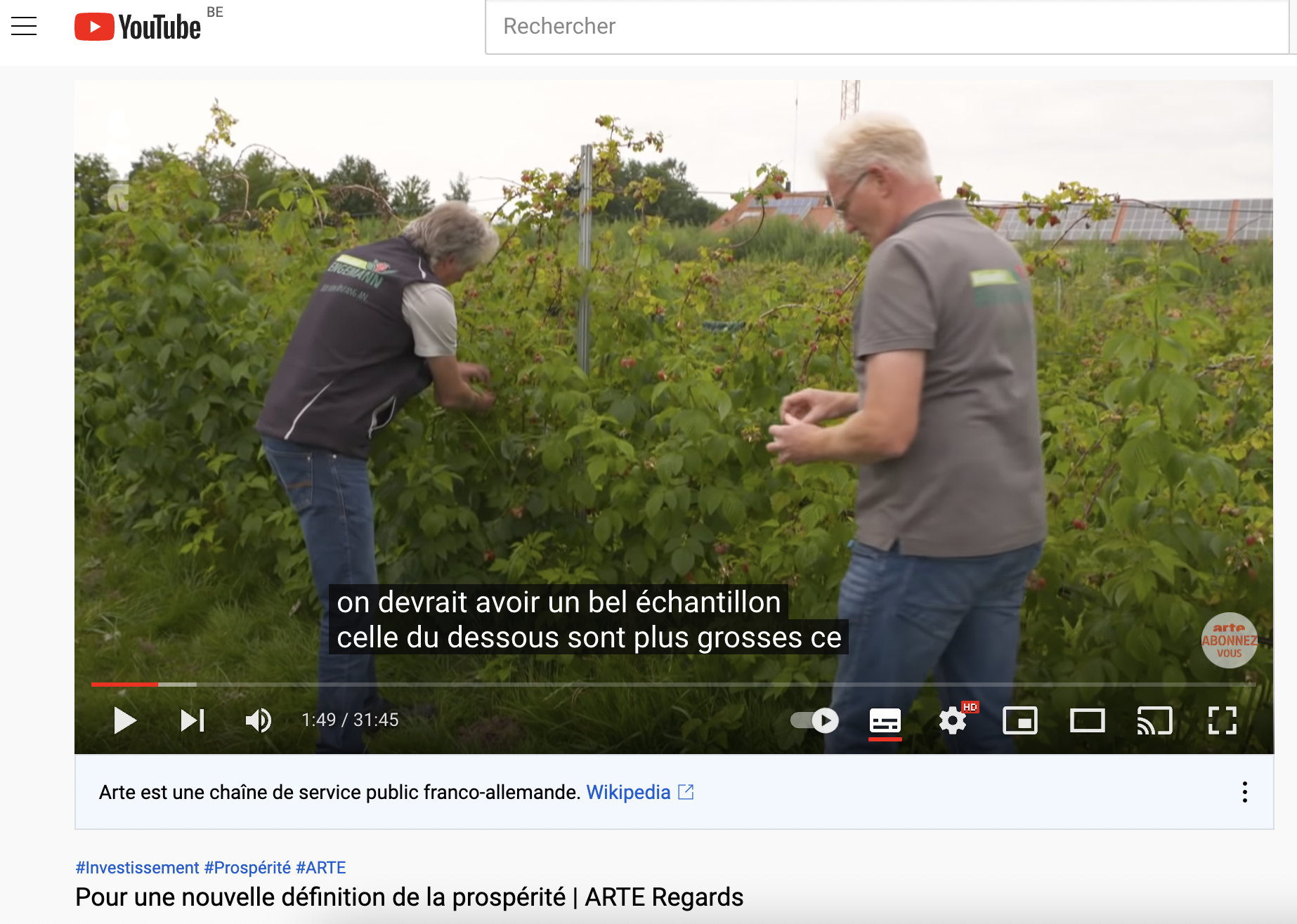 sous-titre arte youtube