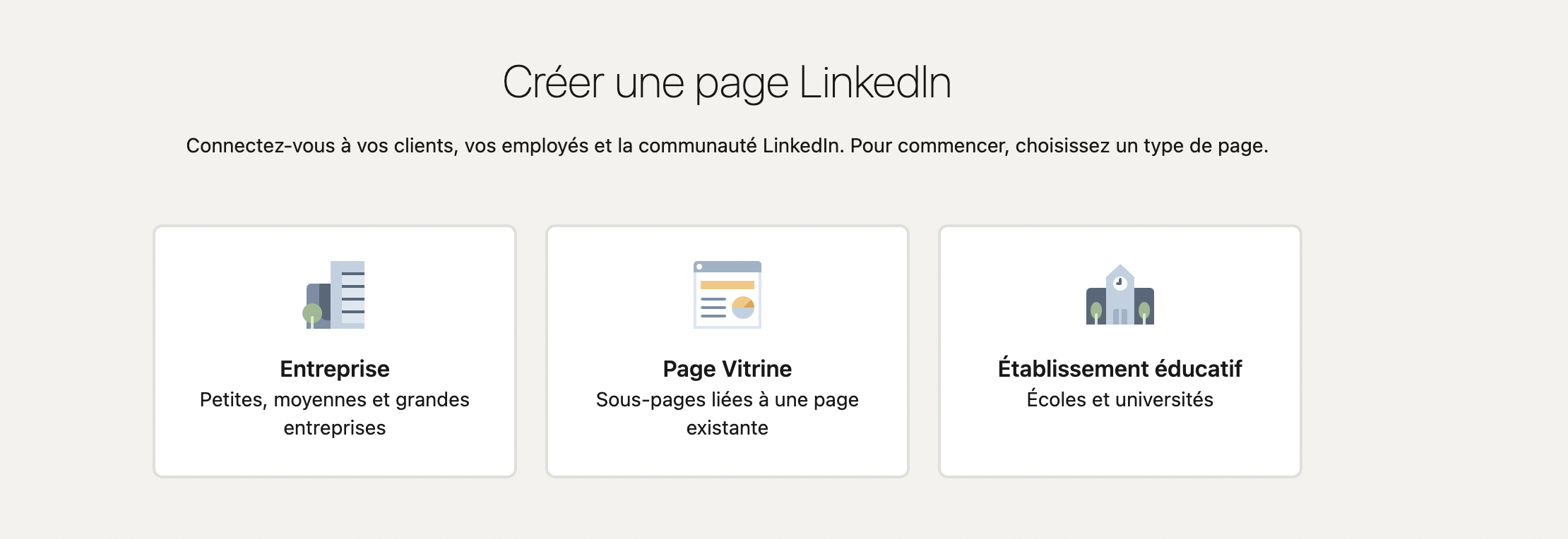 sélection type page linkedin