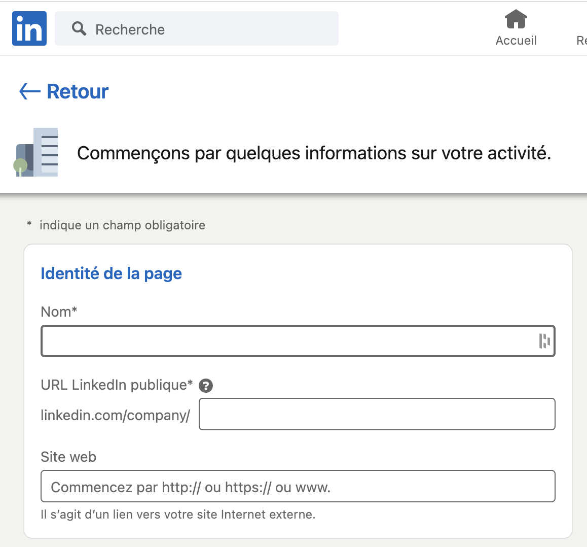 création page linkedin 1