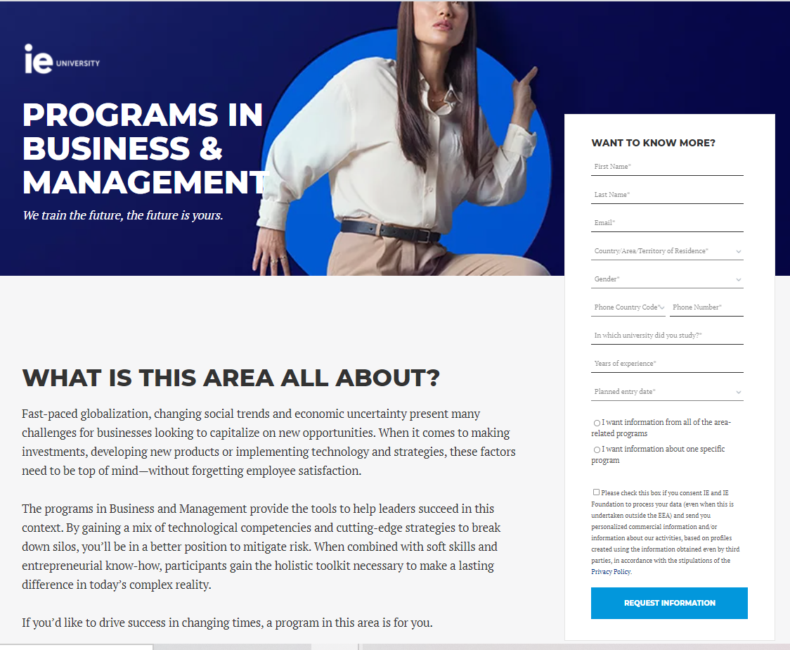 landing page ie