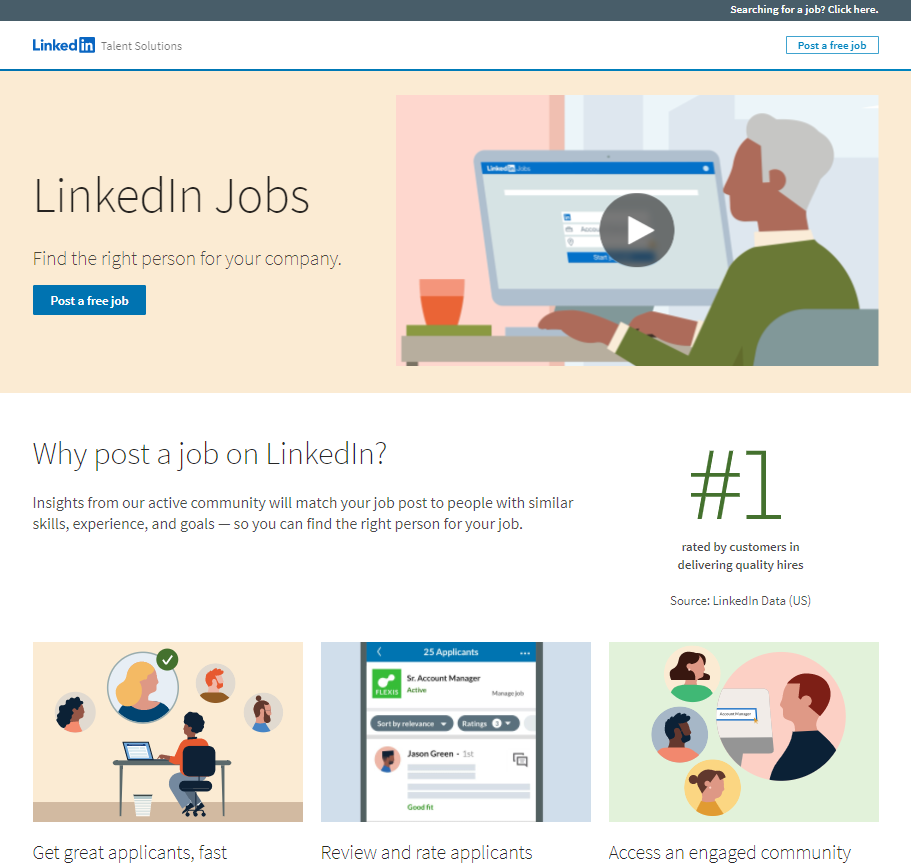 landing page LinkedIn