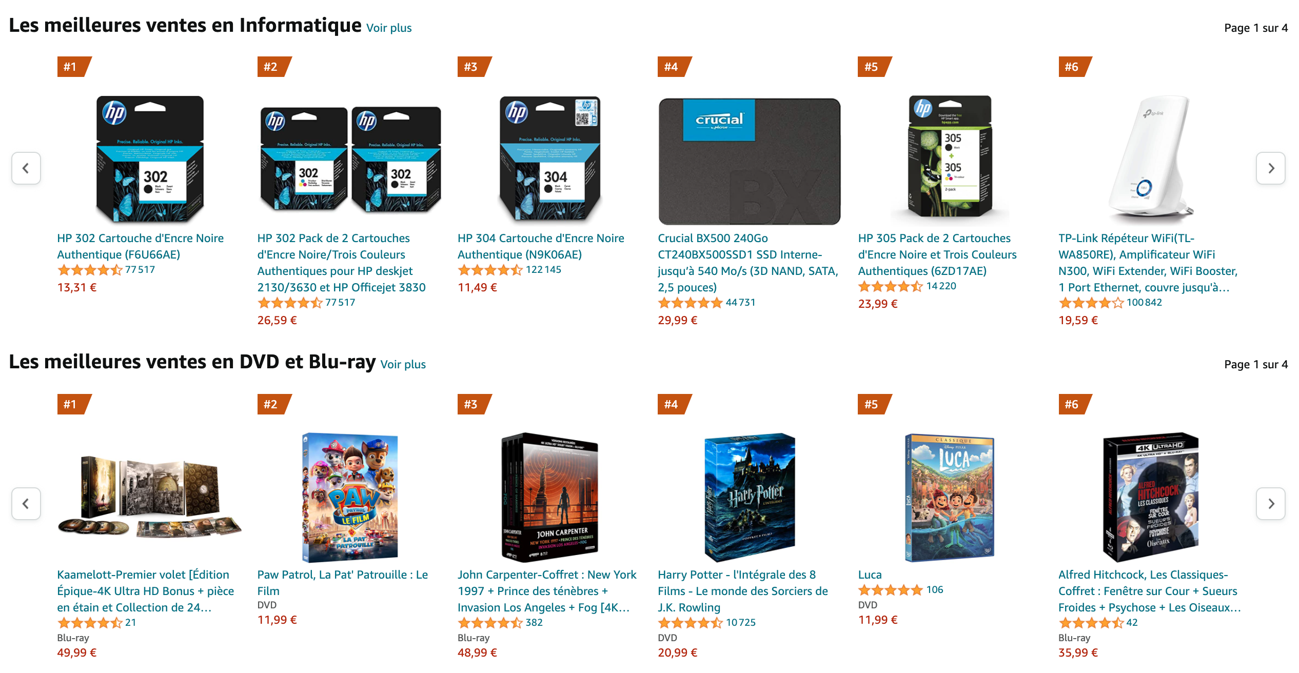 catégorie sur Amazon