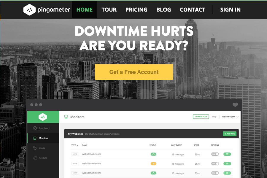 Monitoring site web : Pingometer