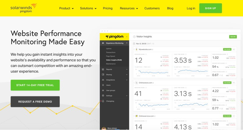Outil de monitoring site web : Pingdom