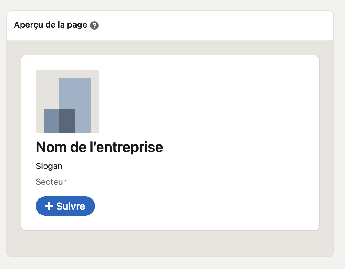 aperçu de votre future page d'entreprise sur LinkedIn