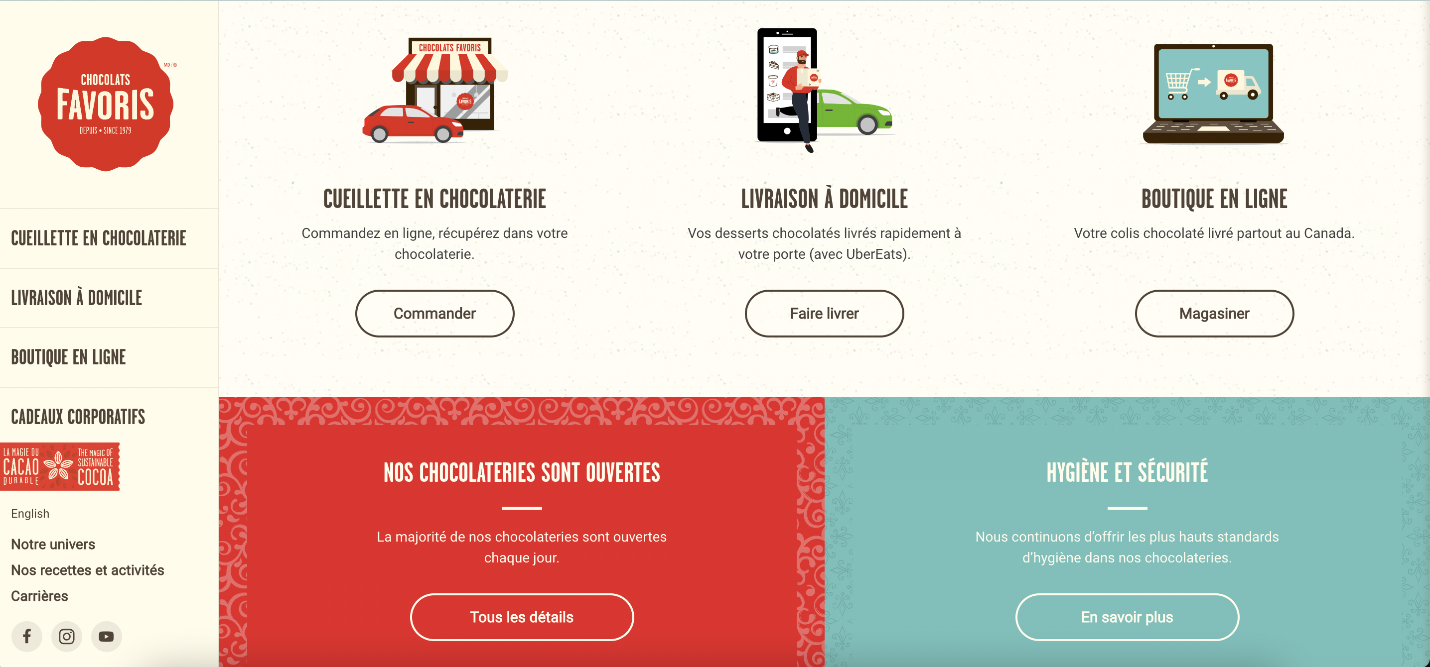 site e-commerce chocolats favoris