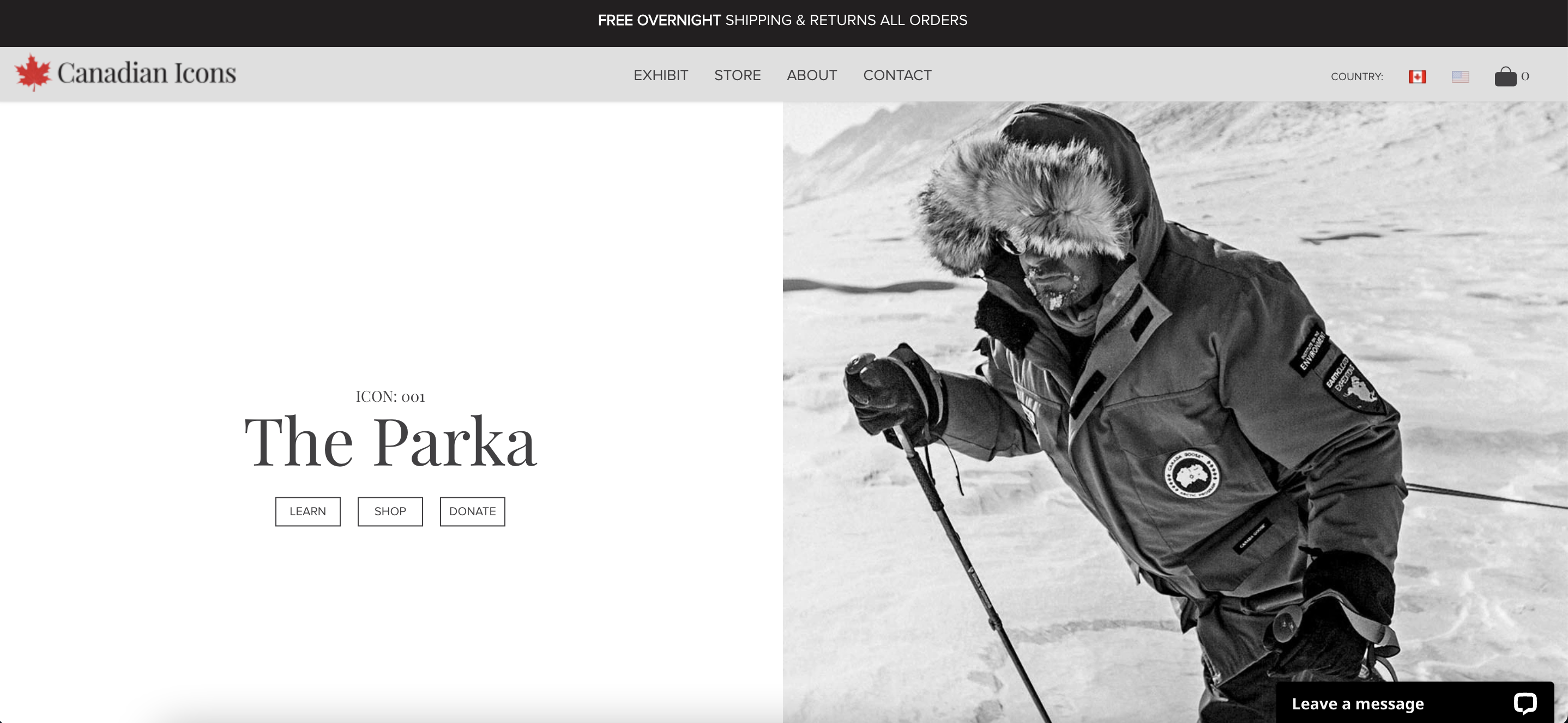 site e-commerce Canadian Icons