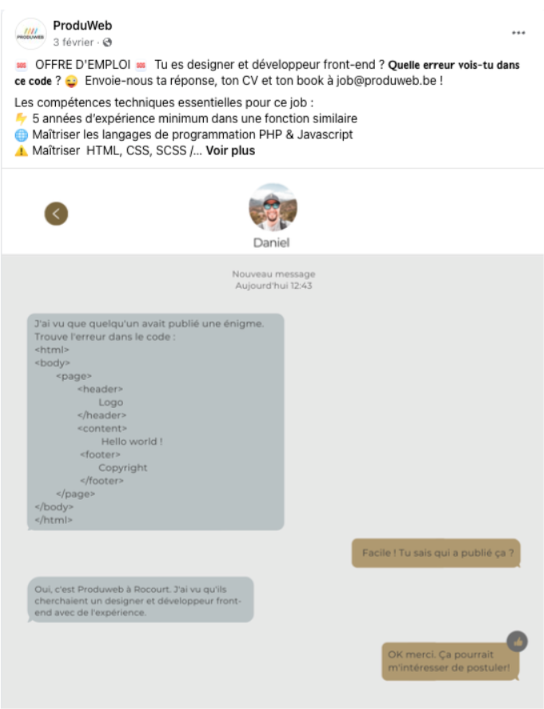 Offre d'emploi ProDuWeb