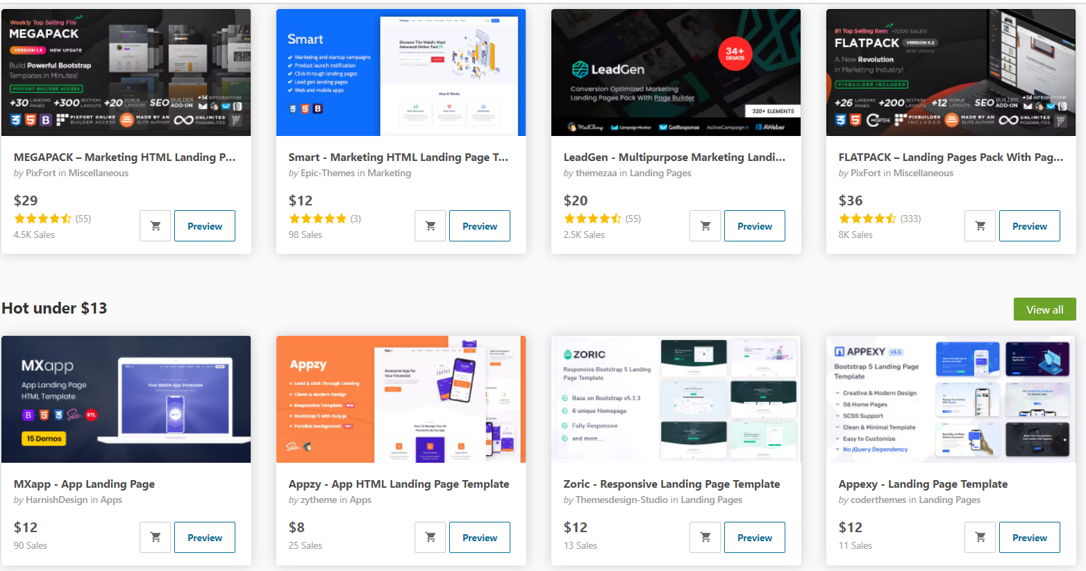 Exemples de modèles de landing pages