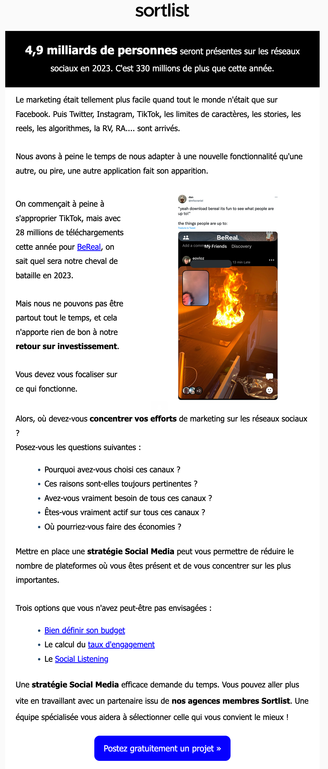 exemple d'une newsletter sortlist