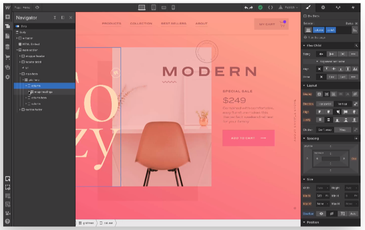 Outils de création de landing pages WebFlow