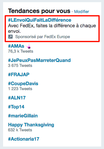 Exemple de tendances sponsorisé