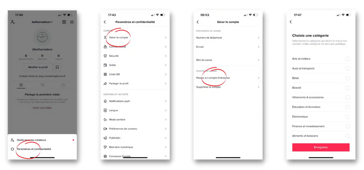 Étapes pour ouvrir un compte entreprise TikTok