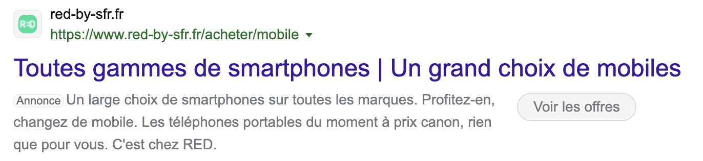 Exemple d'annonce sur Bing