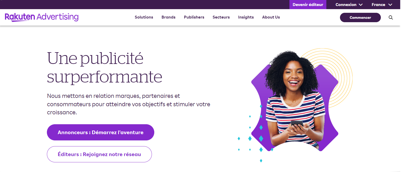 page d'accueil Rakuten Advertising