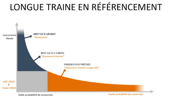 Graphique qui compare la courte traîne et la longue traîne
