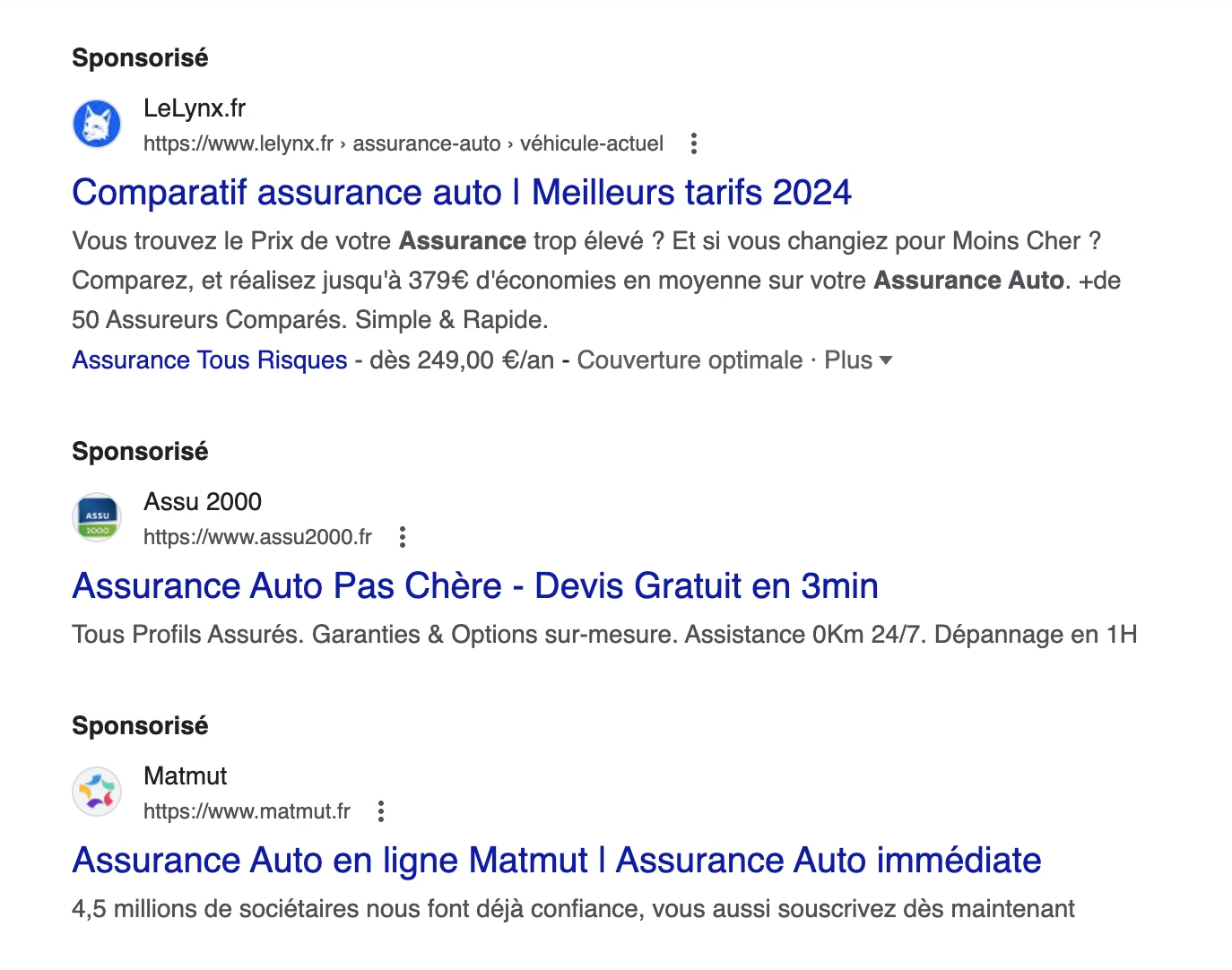 Annonces SEA sur Google