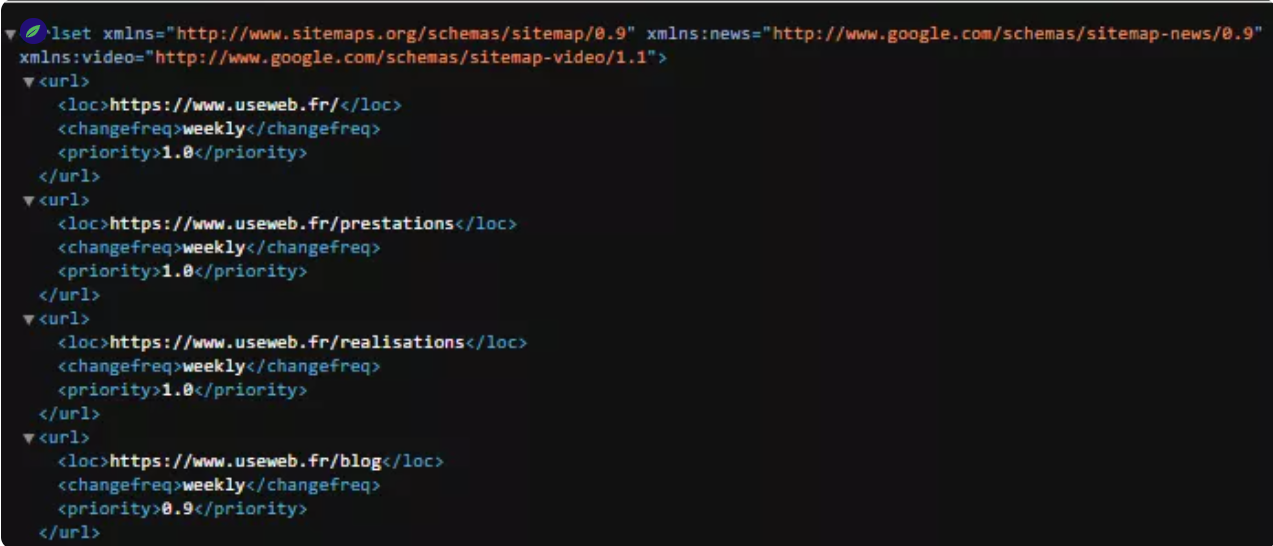 exemple de fichier sitemap XML indexation web