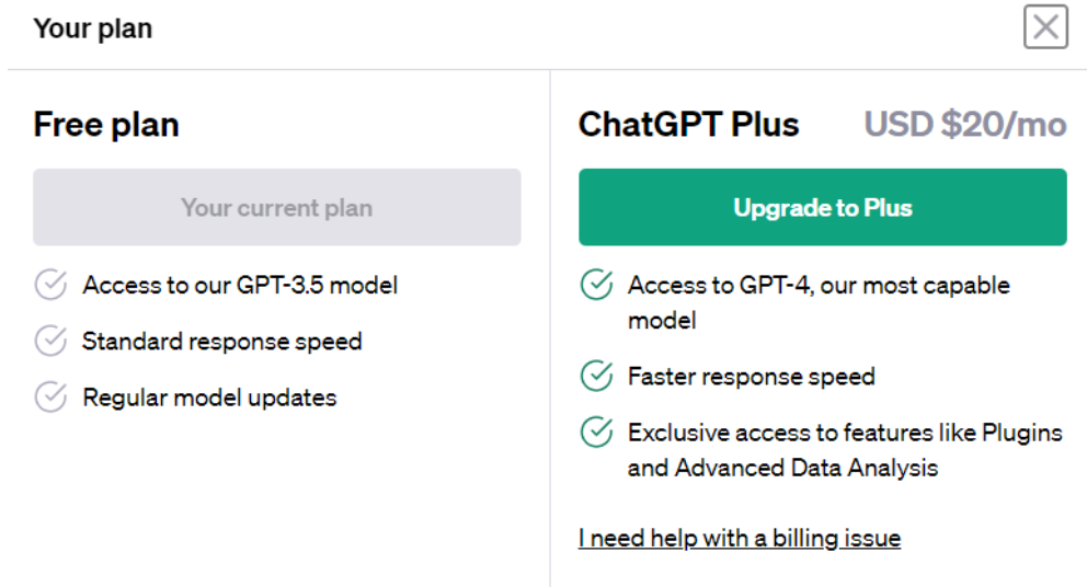 tarif ChatGPT 3.5 et 4.0