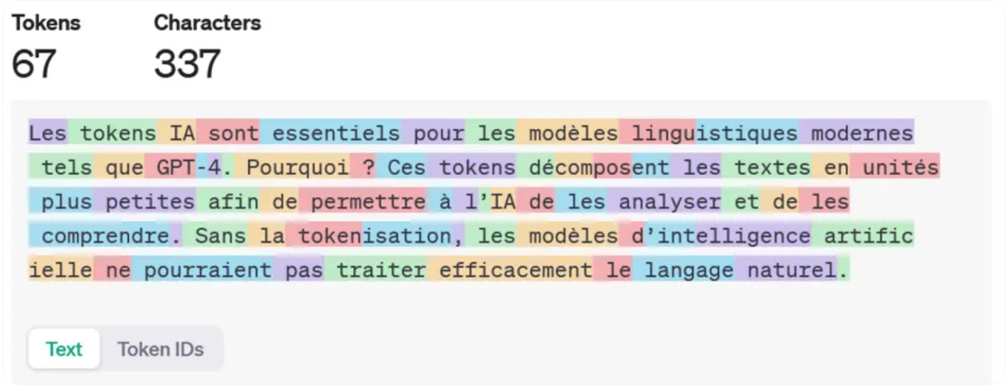 décomposition texte ia tokenisation