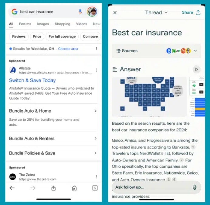 google vs perplexity