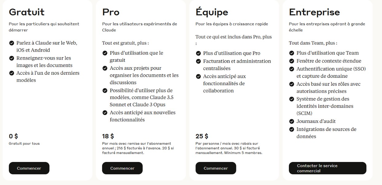 plans tarifaires claude ai