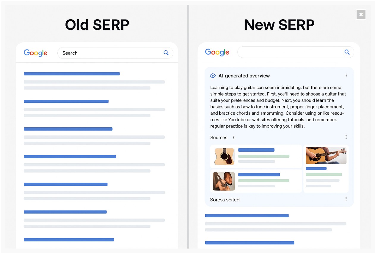 serp traditionnelle vs serp google sge