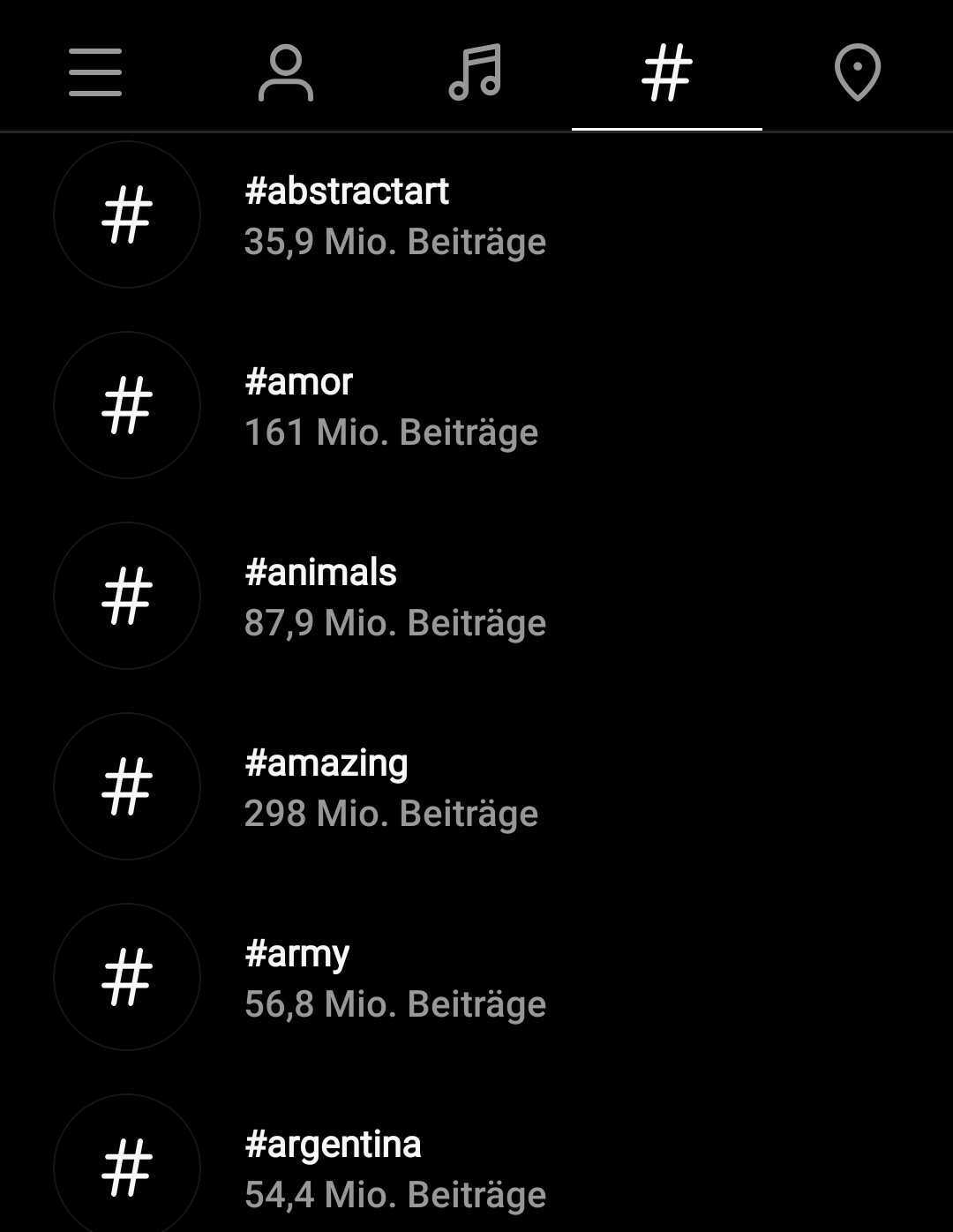 populäre hashtags auf instagram mit a
