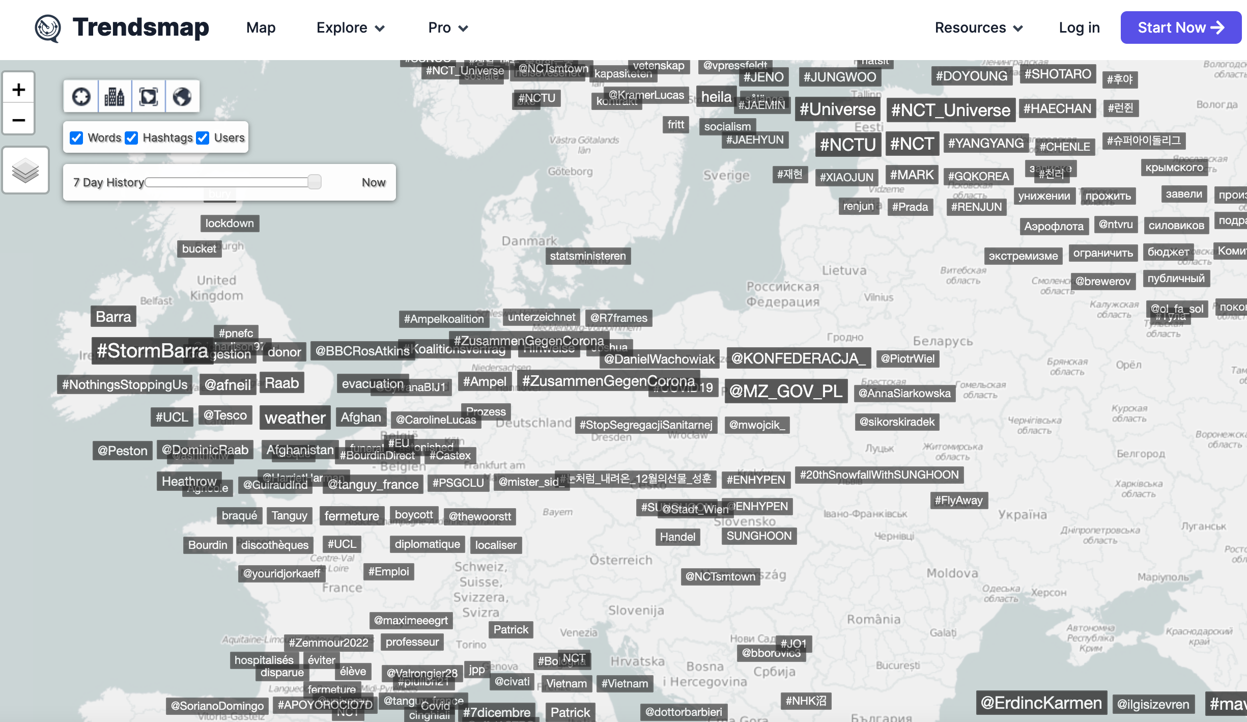 populäre twitter hashtags laut trendsmap