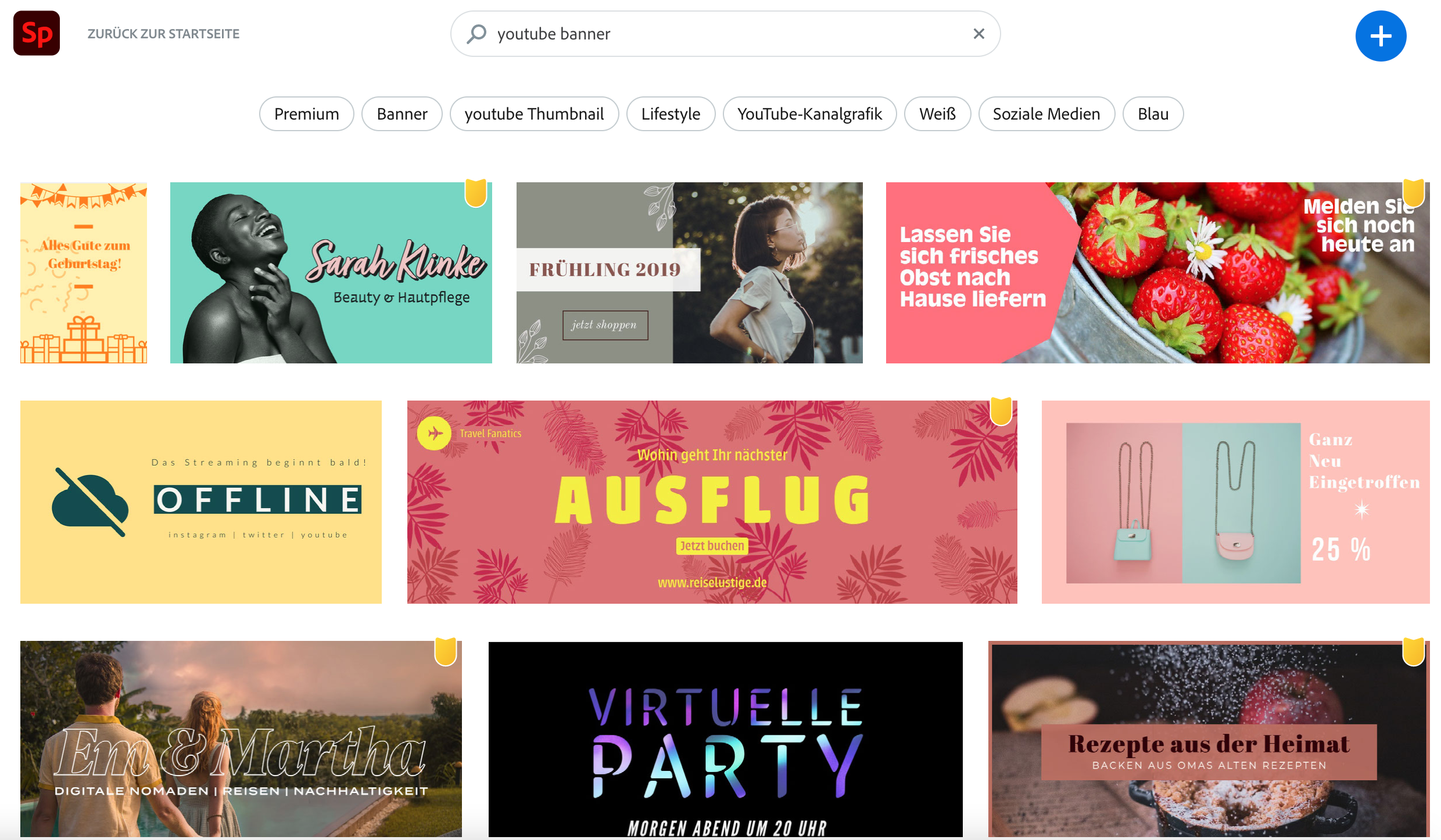 adobe spark youtube channel art vorlagen screenshots