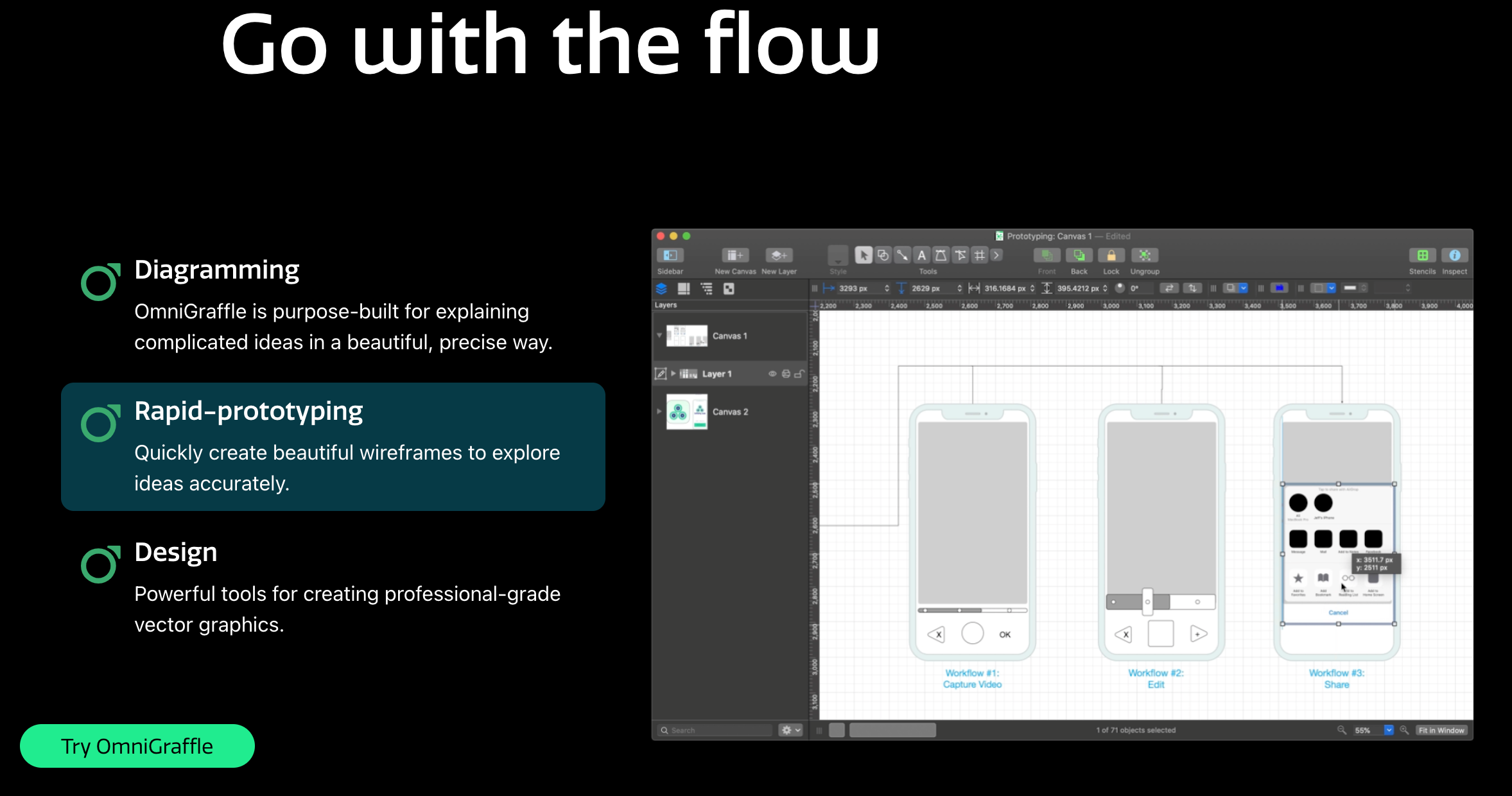 screenshot omnifraffle prototyping