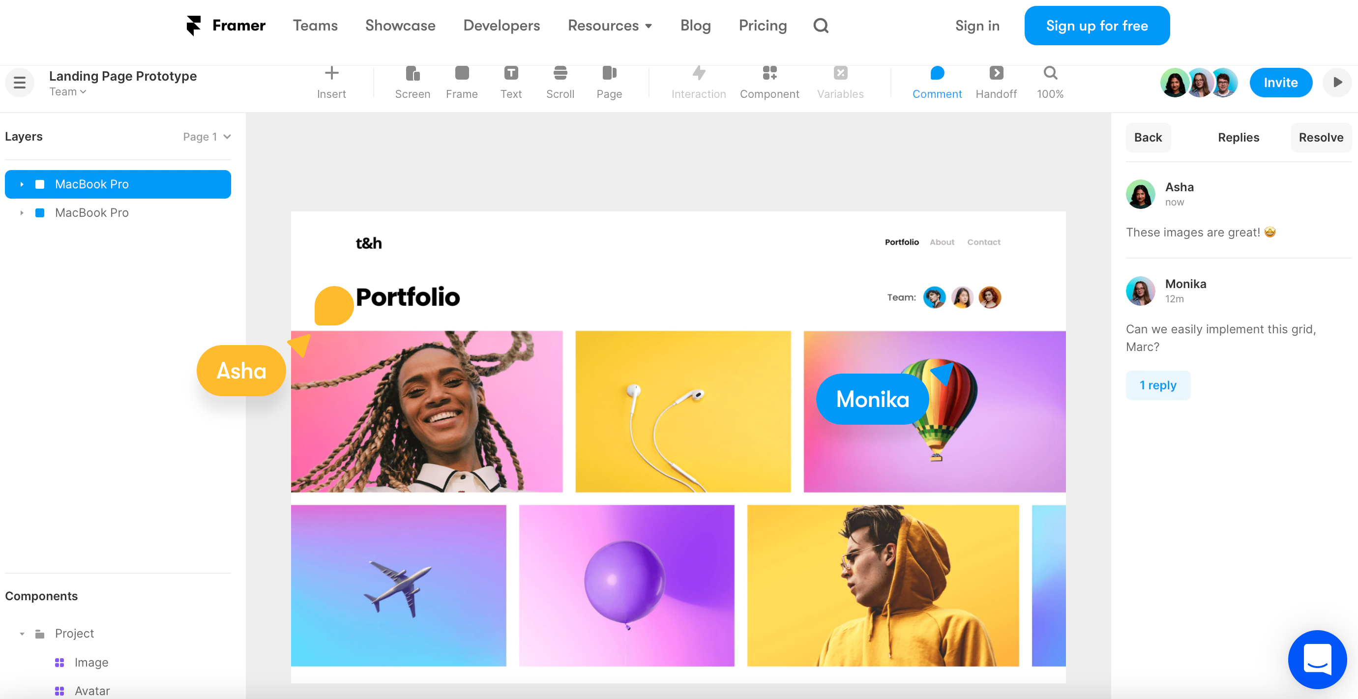 landing page prototype screenshot framer
