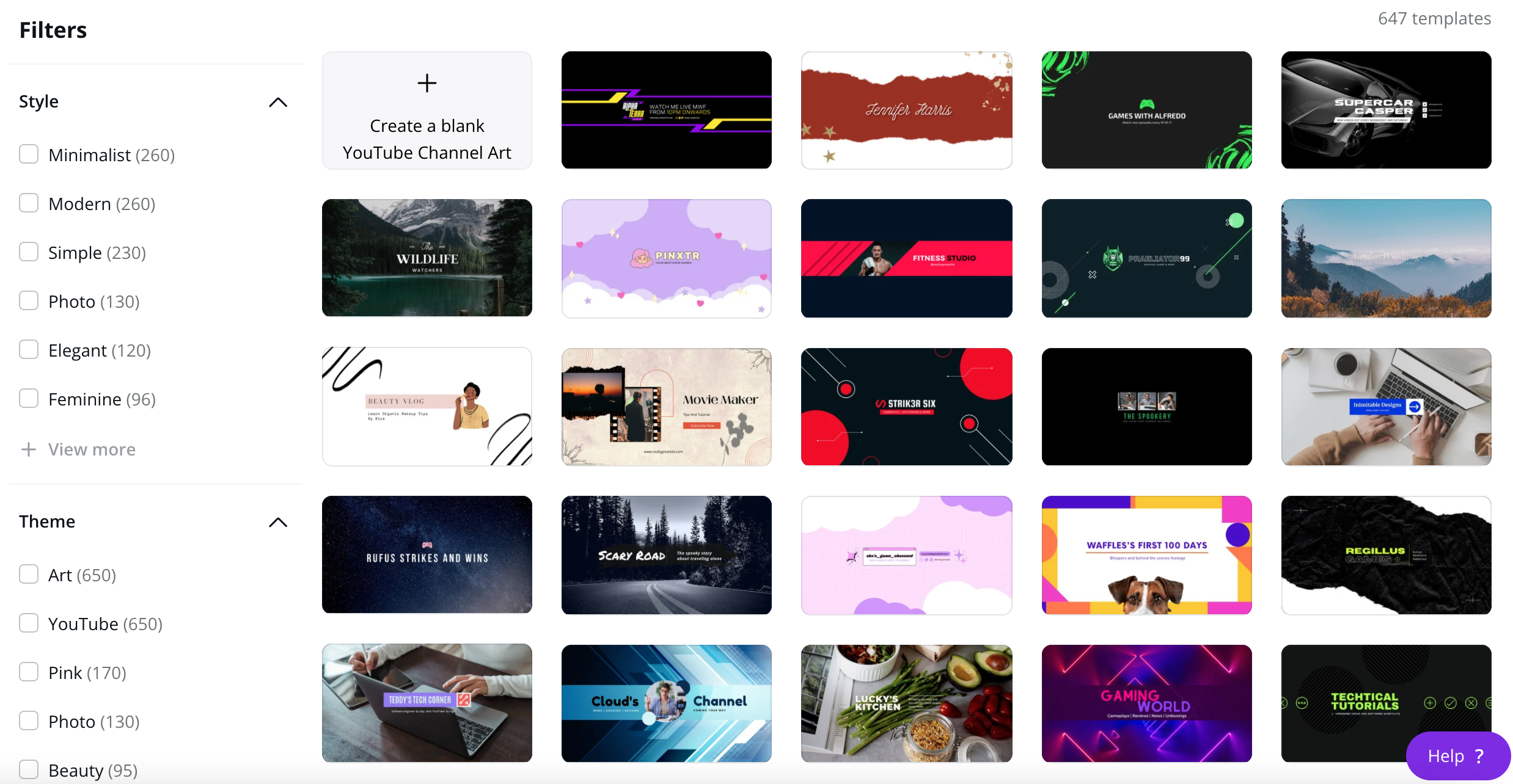 canva youtube banner templates screenshot