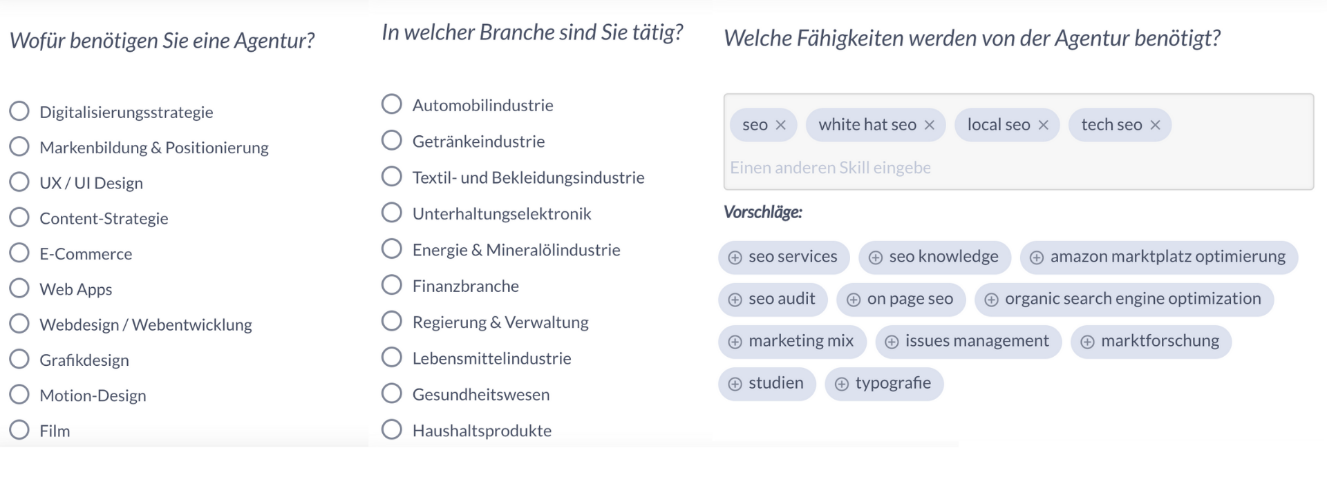 fragen bei der agentursuche sortlist