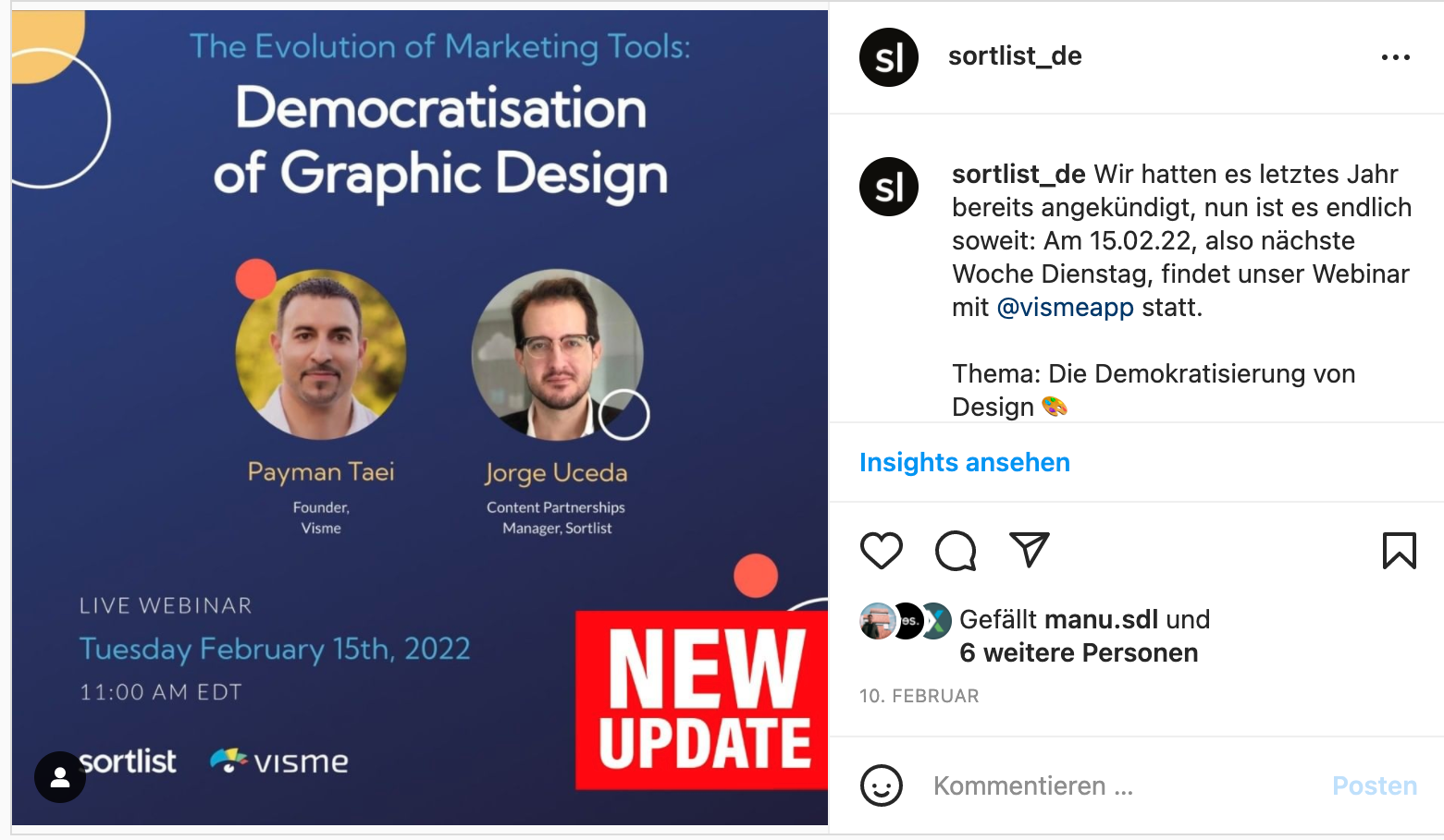 instagram von sortlist zu einem webinar
