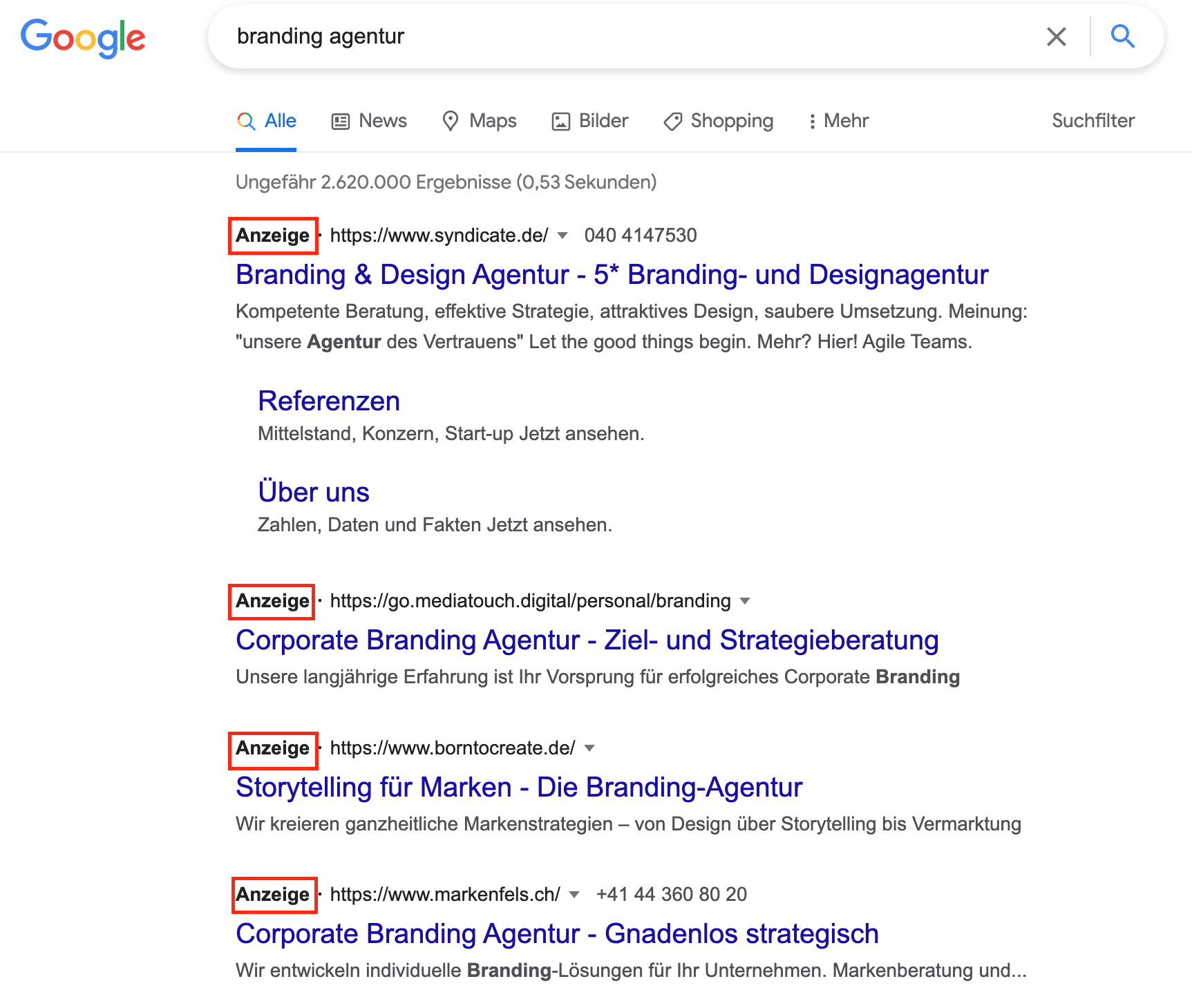 serp für branding agentur sea