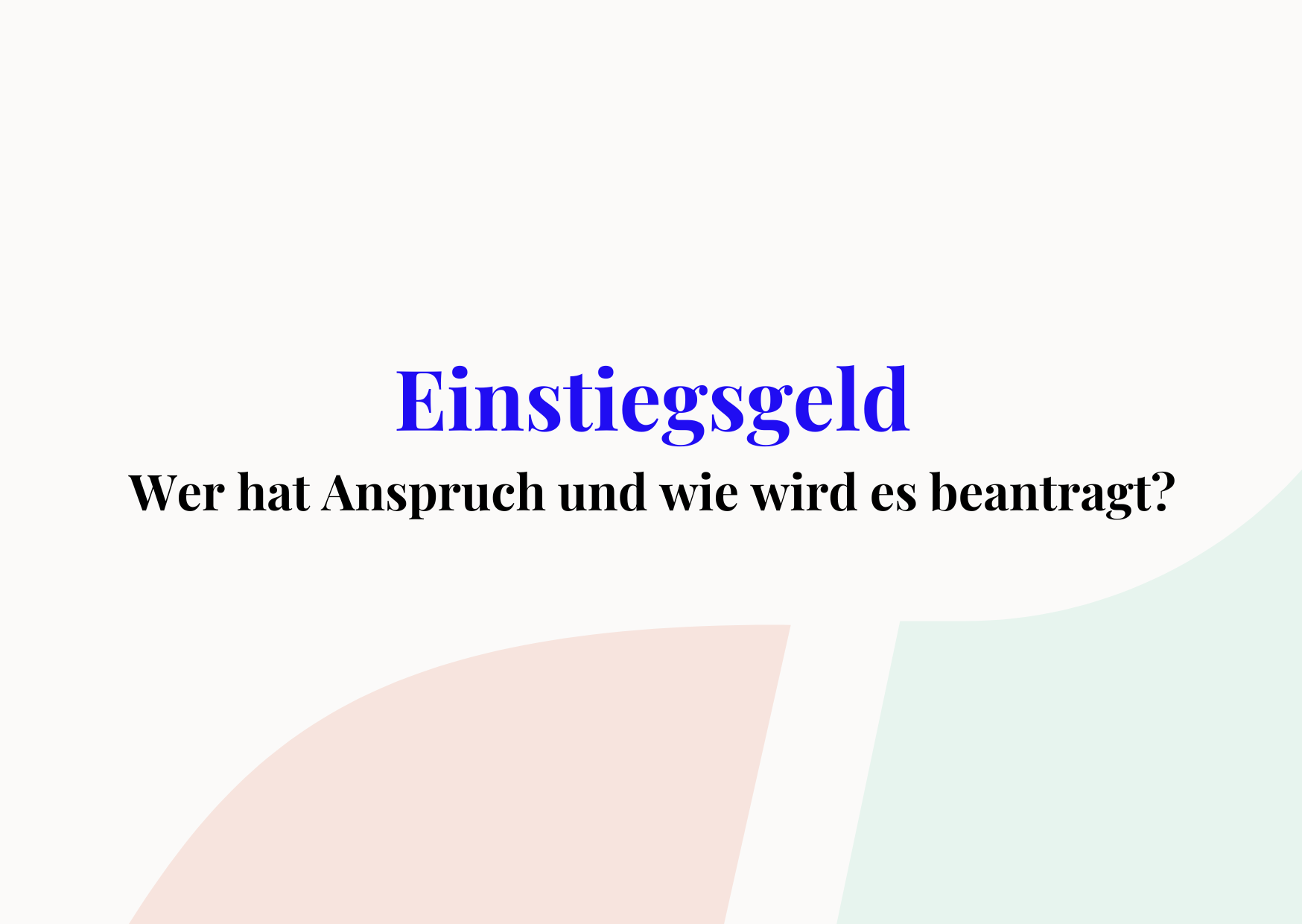 einstiegsgeld cover