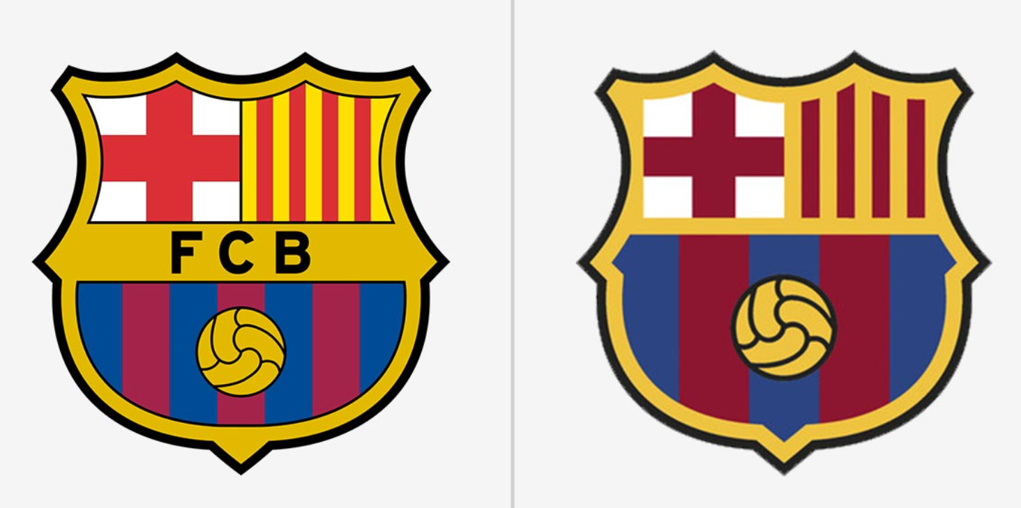 El Barça, a lo largo de sus 119 años de historia, ha sometido su logotipo a 10 procesos de rediseño. En el rediseño más reciente, han optado por modificar sólo algunos elementos para lograr un estilo mucho más minimalista y moderno.
