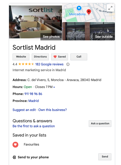 Google My Business: Sortlist