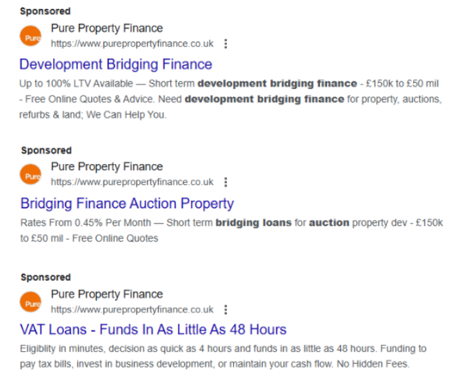 Ejemplo de anuncios personalizados en Google Ads