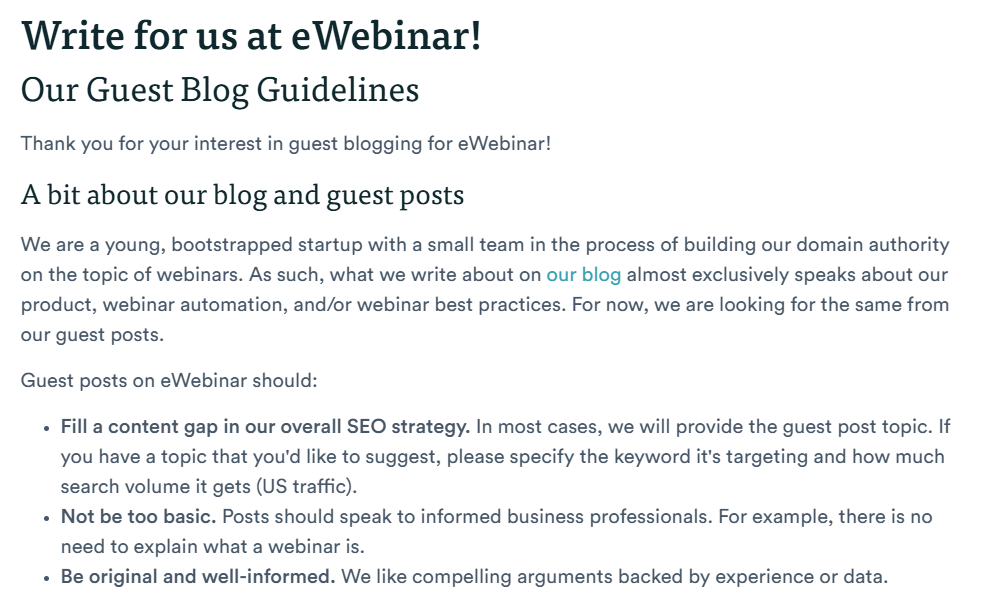Ejemplo de lineamientos de guest blogging