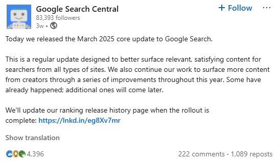 En 2025 ya se produjo una actualización muy importante en el algoritmo de Google.