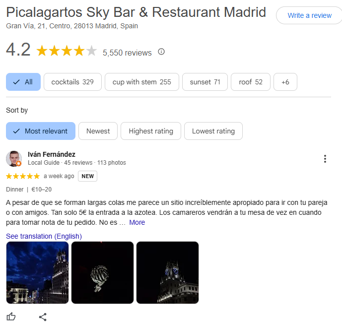 Picalagartos Sky Bar Madrid 2025