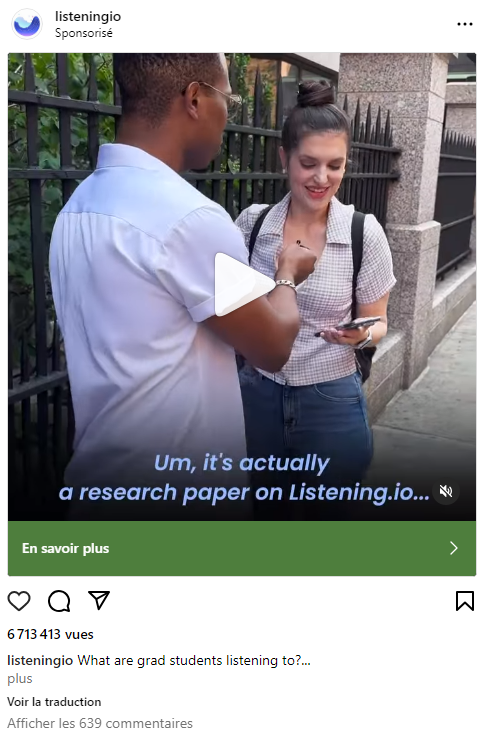 screenshot publicit&eacute; vid&eacute;o instagram