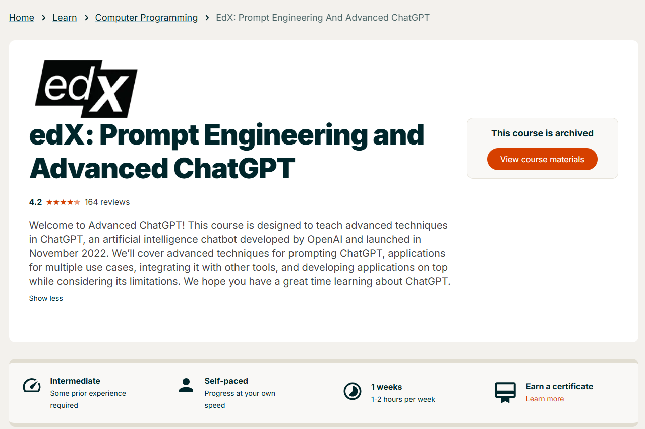 Edx formation Prompteur IA