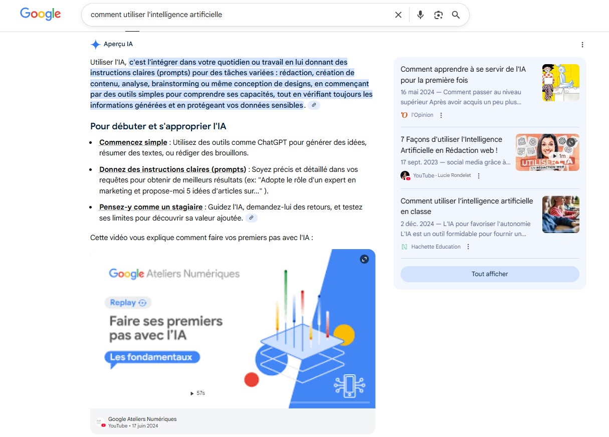 comment utiliser l'ia google sge